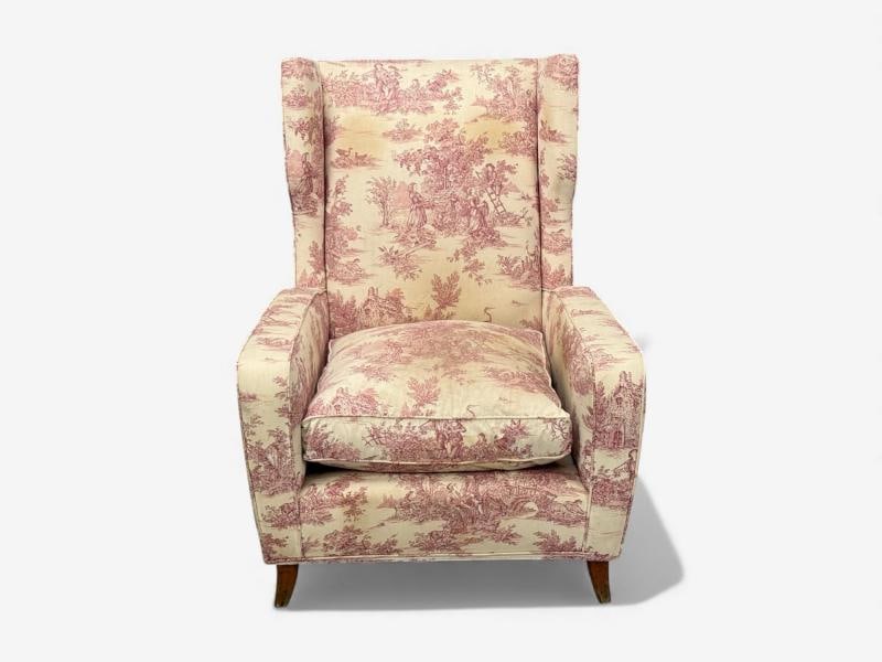 Italian Modern, Ashwood, Fabric, Large Wingback Chairs, Italy, 1950s - 10