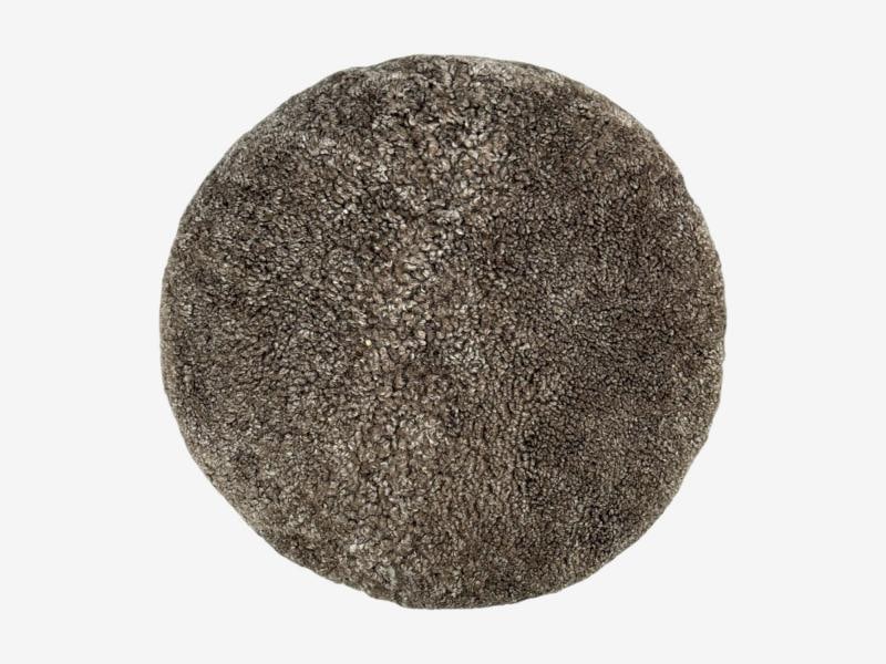 Danish Modern Style, Gray Sheepskin, Maple, Shearling Footstools, 21st c. - 6