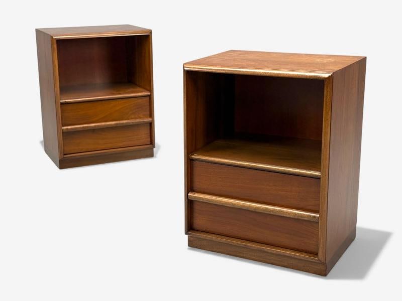T.H. Robsjohn-Gibbings, American Modern, Walnut, Open Nightstands, USA, 1960s - 3