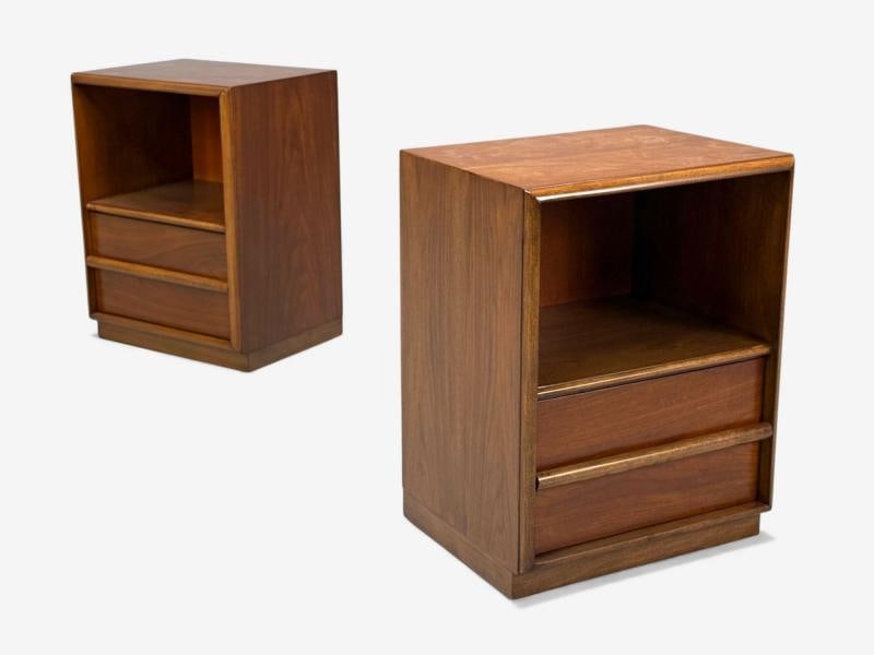 T.H. Robsjohn-Gibbings, American Modern, Walnut, Open Nightstands, USA, 1960s - 5