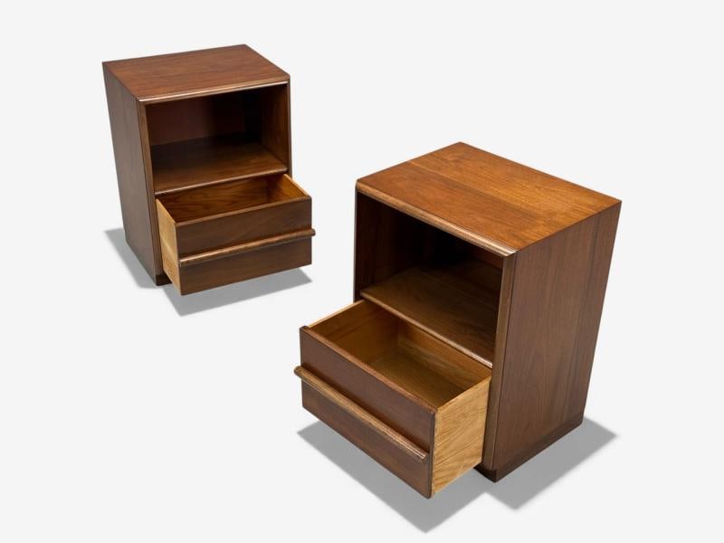 T.H. Robsjohn-Gibbings, American Modern, Walnut, Open Nightstands, USA, 1960s - 9