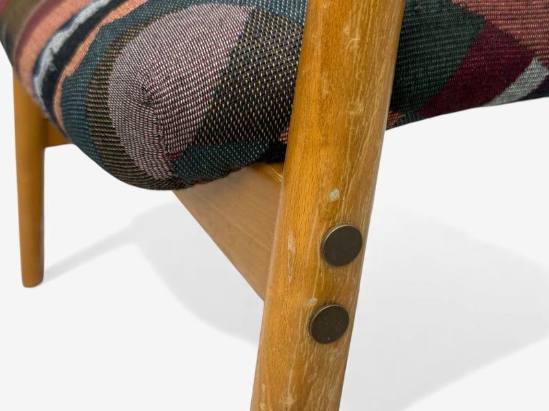 Danish Modern, Aztec Fabric, Light Stained Wood, Footstool, Denmark, 1950s - 7