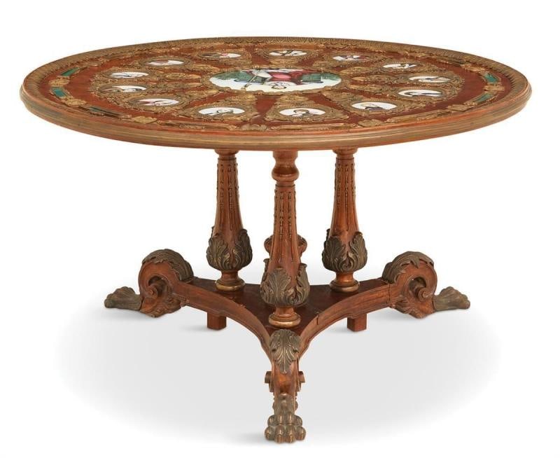 Neoclassical, Mahogany, Napoleonic Plaque Mounted Center Table, France, 1930s - 3