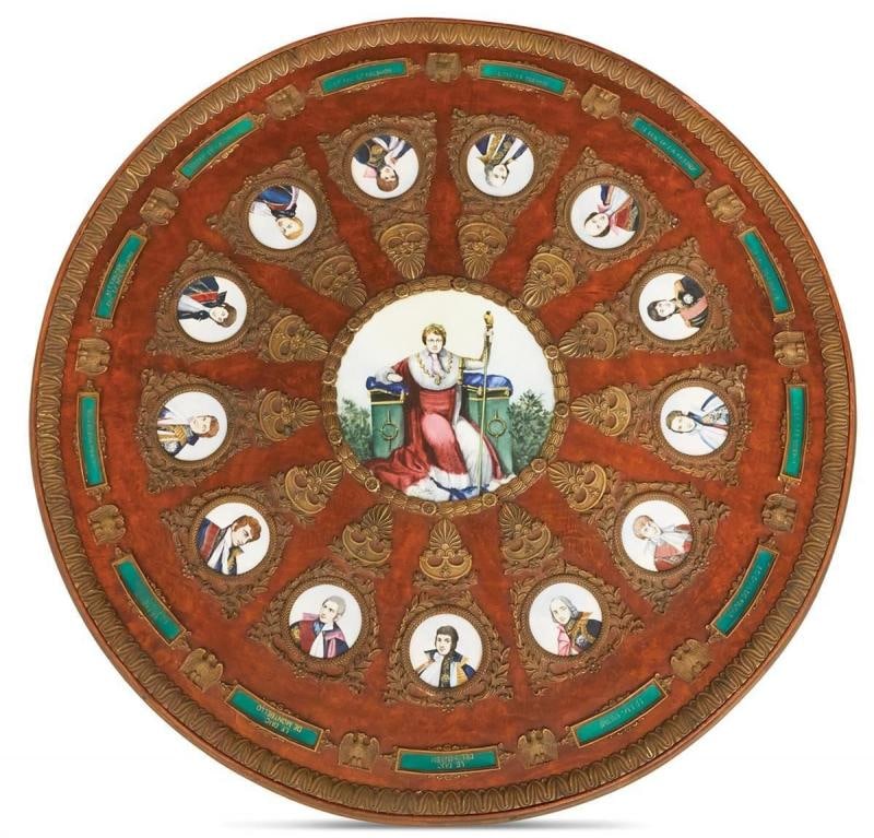 Neoclassical, Mahogany, Napoleonic Plaque Mounted Center Table, France, 1930s - 4