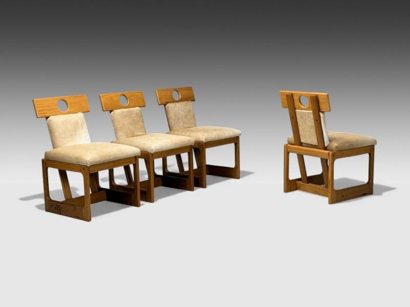 Sergio Rodrigues, Cavoina, Cowhide, Four Cuiabá Dining Chairs, Brazil, 1985 - 2