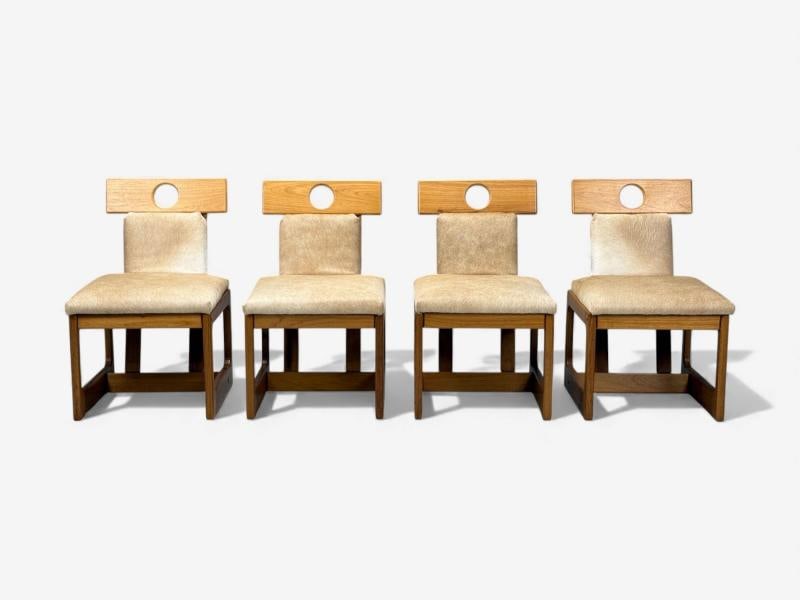 Sergio Rodrigues, Cavoina, Cowhide, Four Cuiabá Dining Chairs, Brazil, 1985 - 5