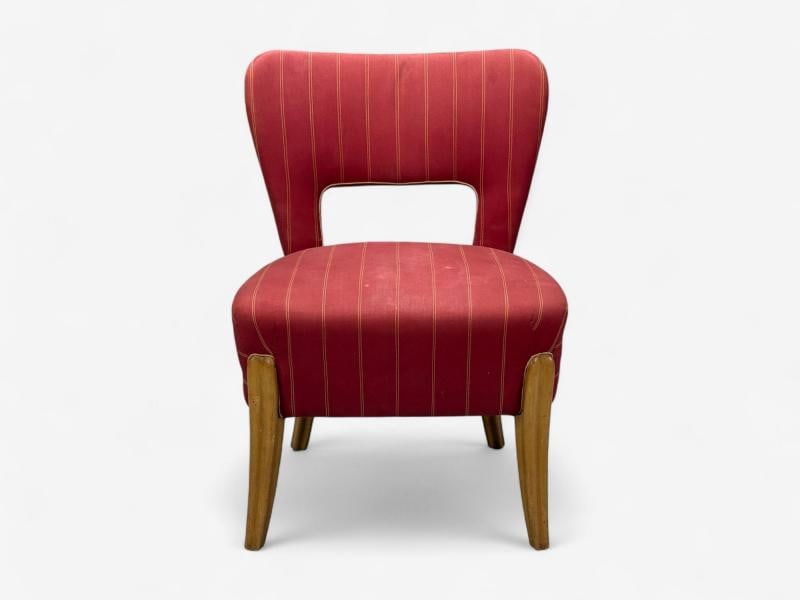 Pier Luigi Colli, Maple, Red Fabric, Low Lounge Chairs, Italy, 1950s - 7