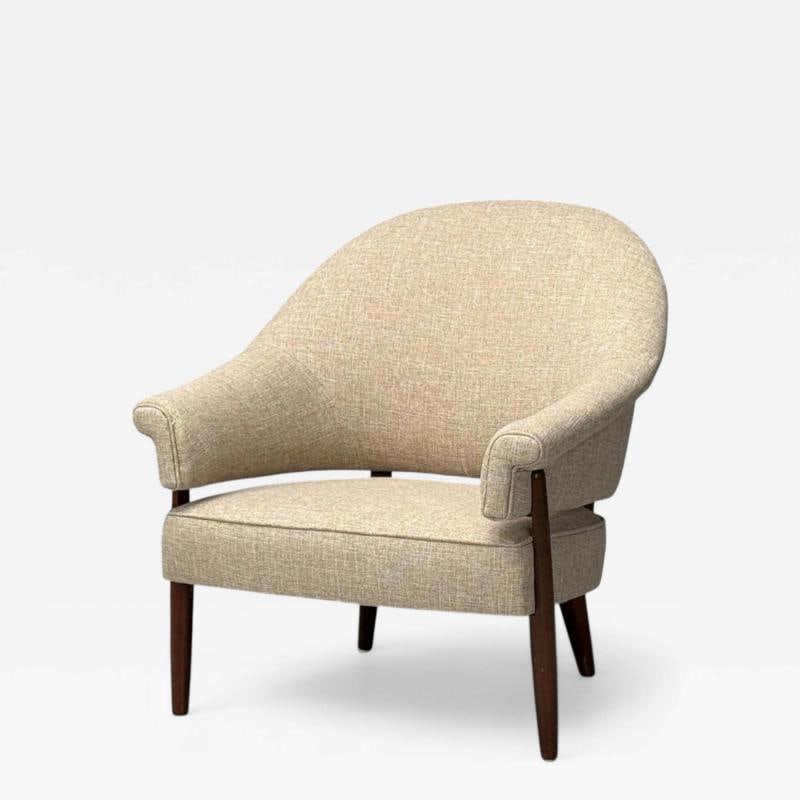 Swedish Modern, Teak, Beige Wool, Floating Lounge Chair, Sweden, 1960s: Title: Swedish Modern, Teak, Beige Wool, Floating Lounge Chair, Sweden, 1960s Description: Swedish Mid-Century Modern, Teak, Beige Wool, Floating Lounge Chair, Sweden, 1960s A modernist lounge chair