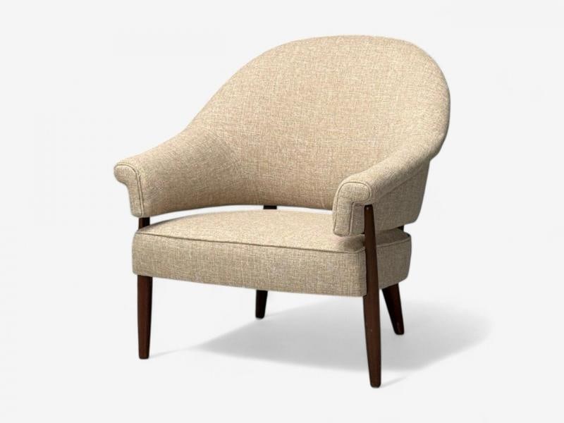 Swedish Modern, Teak, Beige Wool, Floating Lounge Chair, Sweden, 1960s - 3