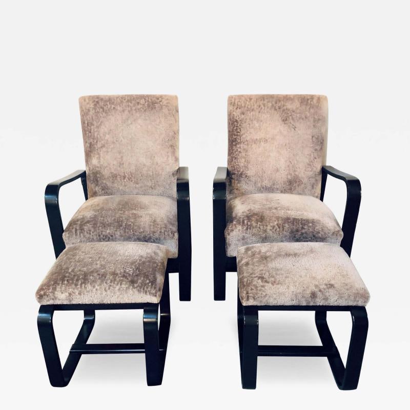 Giuseppi Pagano, Art Deco, Bentwood, Armchairs & Ottomans, Italy, 1940s (1 of 12)