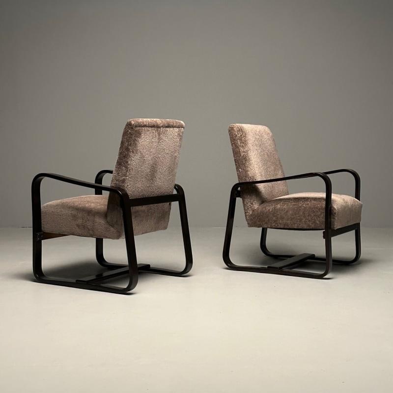 Giuseppi Pagano, Art Deco, Bentwood, Armchairs & Ottomans, Italy, 1940s - 4