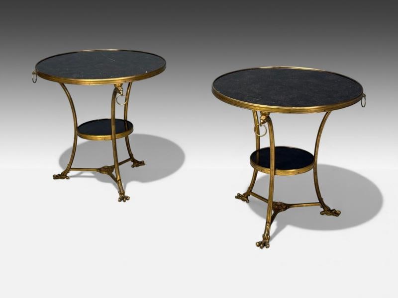 Louis XVI Style, Bronze, Marble, Ormolu Mounted Gueridons, France, 19th c. - 2