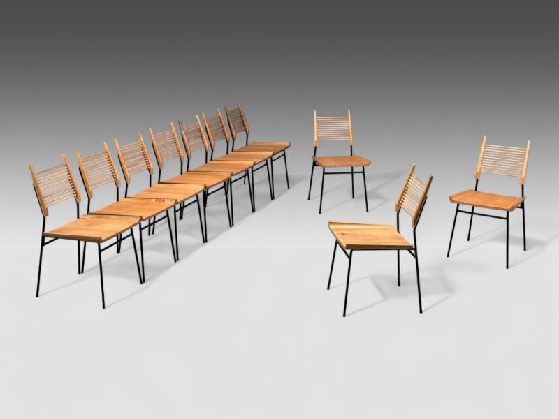 Paul McCobb, Maple, Lacquered Iron, Shovel Dining Chairs, USA, 1950s - 3