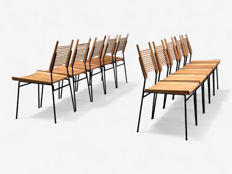 Paul McCobb, Maple, Lacquered Iron, Shovel Dining Chairs, USA, 1950s - 5