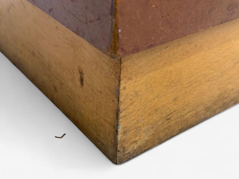 Italian Art Deco, Stained Wood, Brown Fabric, Ottomans or Poufs, Italy, 1930s - 7