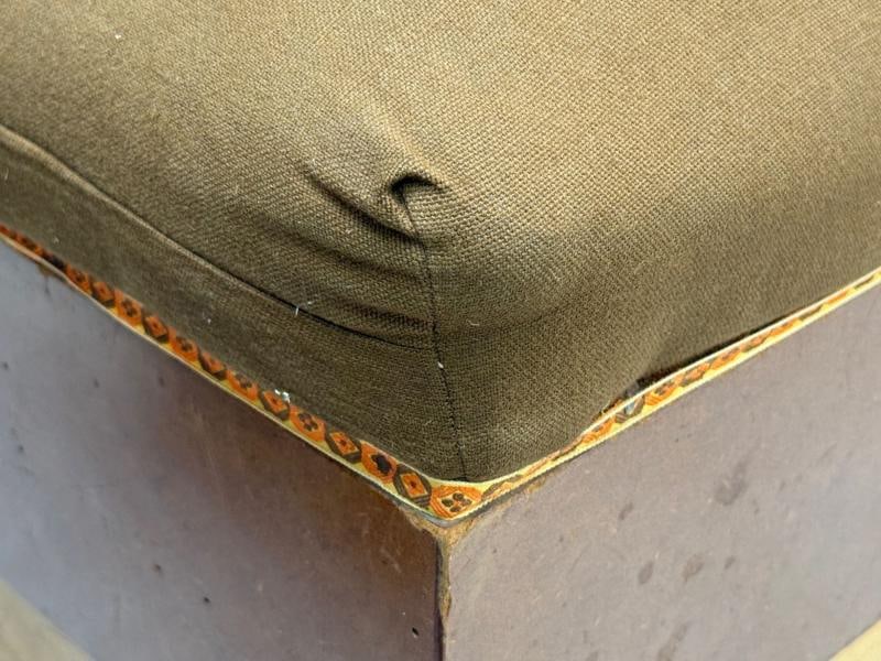 Italian Art Deco, Stained Wood, Brown Fabric, Ottomans or Poufs, Italy, 1930s - 8