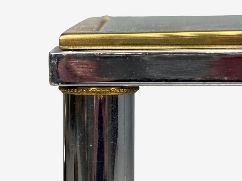 Maison Jansen Style, Steel, Brass, Glass, Console Table, France, 1970s - 4