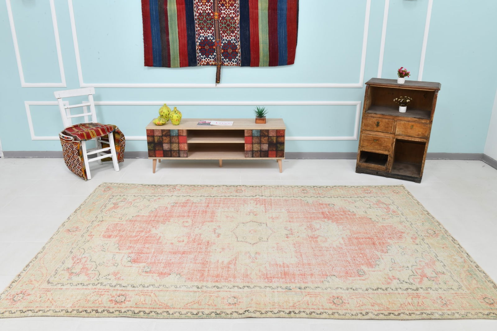 6'0'' x 9'8'' Handmade Vintage Wool Rug - 22061 - 2