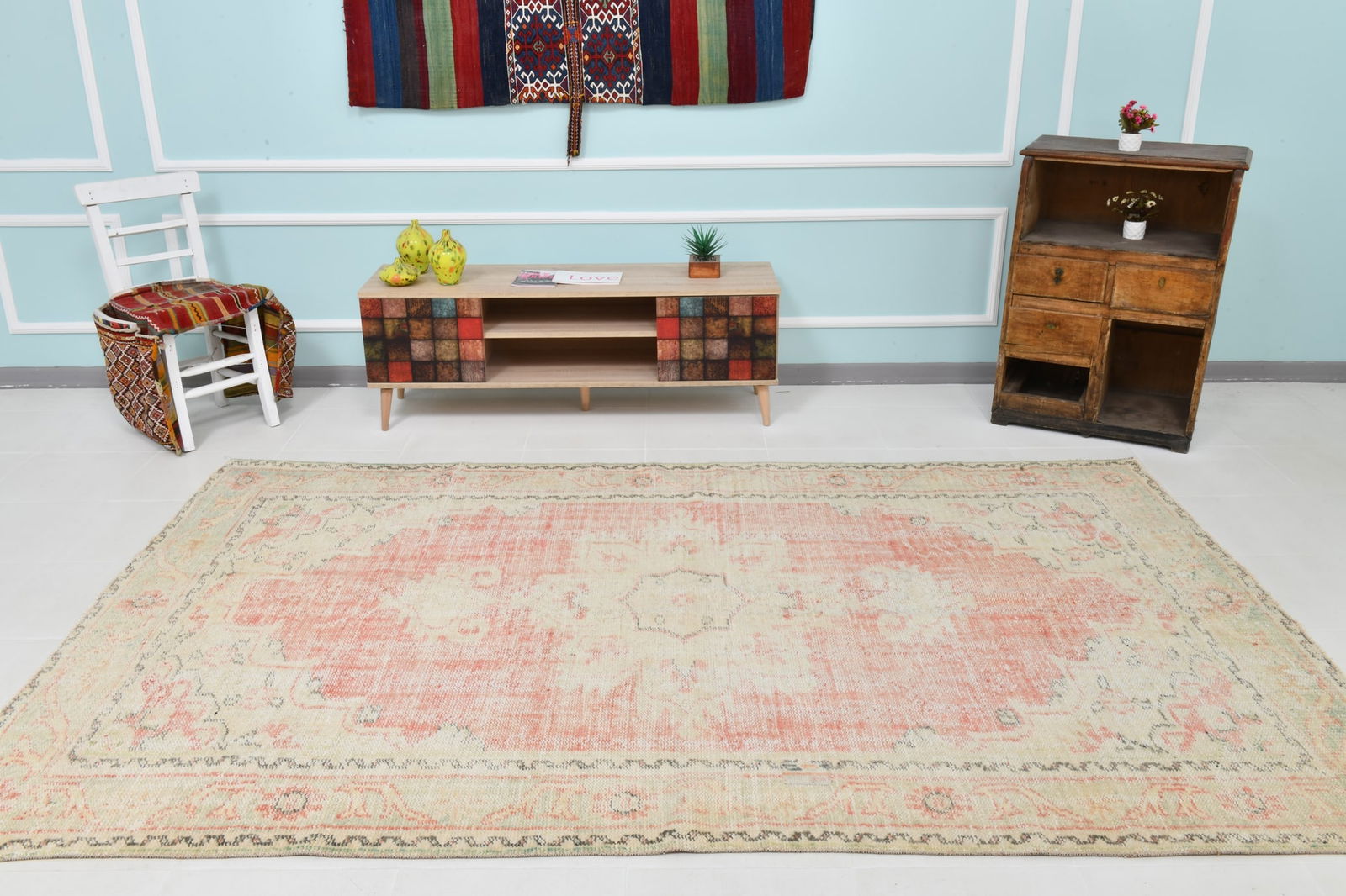 6'0'' x 9'8'' Handmade Vintage Wool Rug - 22061 - 3