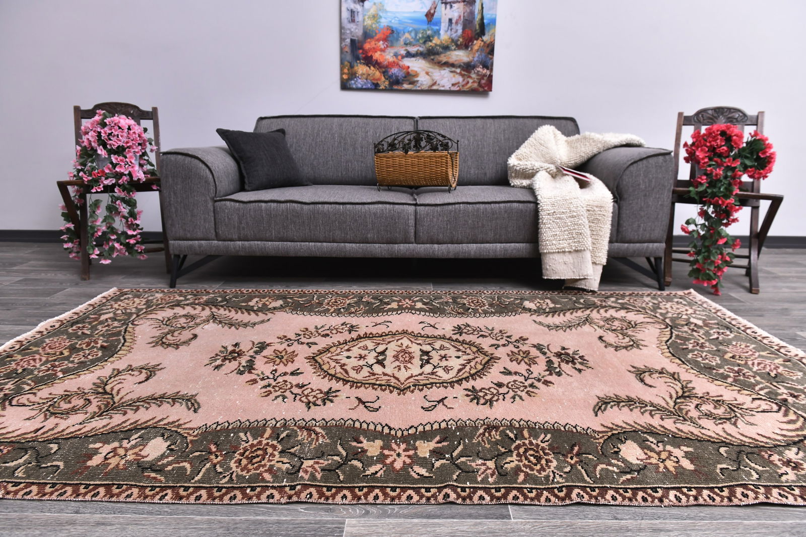 4'9'' x 8'6'' Handmade Vintage Wool Rug - 244795 (1 of 14)