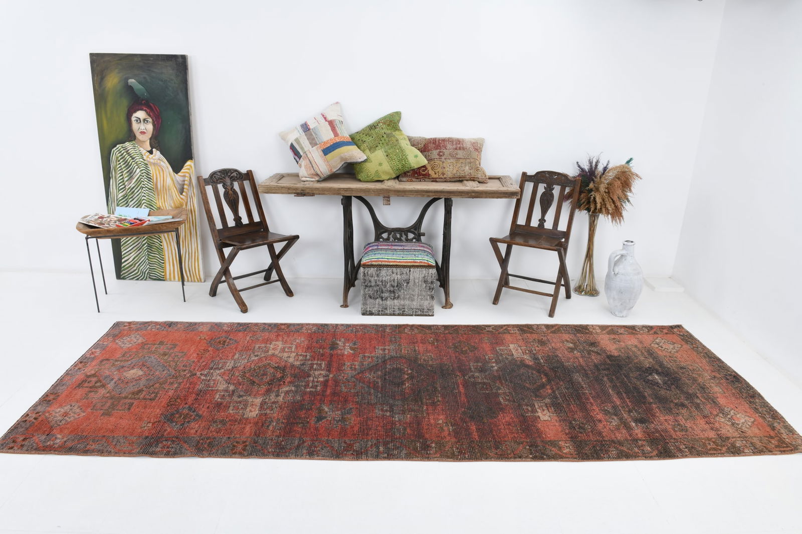 3'11'' x 11'7'' Turkish Vintage Runner Rug - 22973 - 2