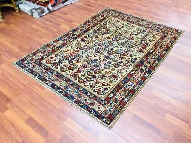 Antique persian Bird design Shiraz tribal rug, - 8