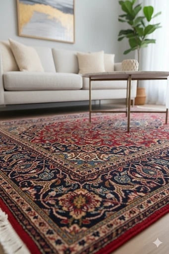 Hand-Knotted Persian Kashan Red Semi-Antique 1970s Oriental Area Rug Carpet 6'4" x 10'9" - 15