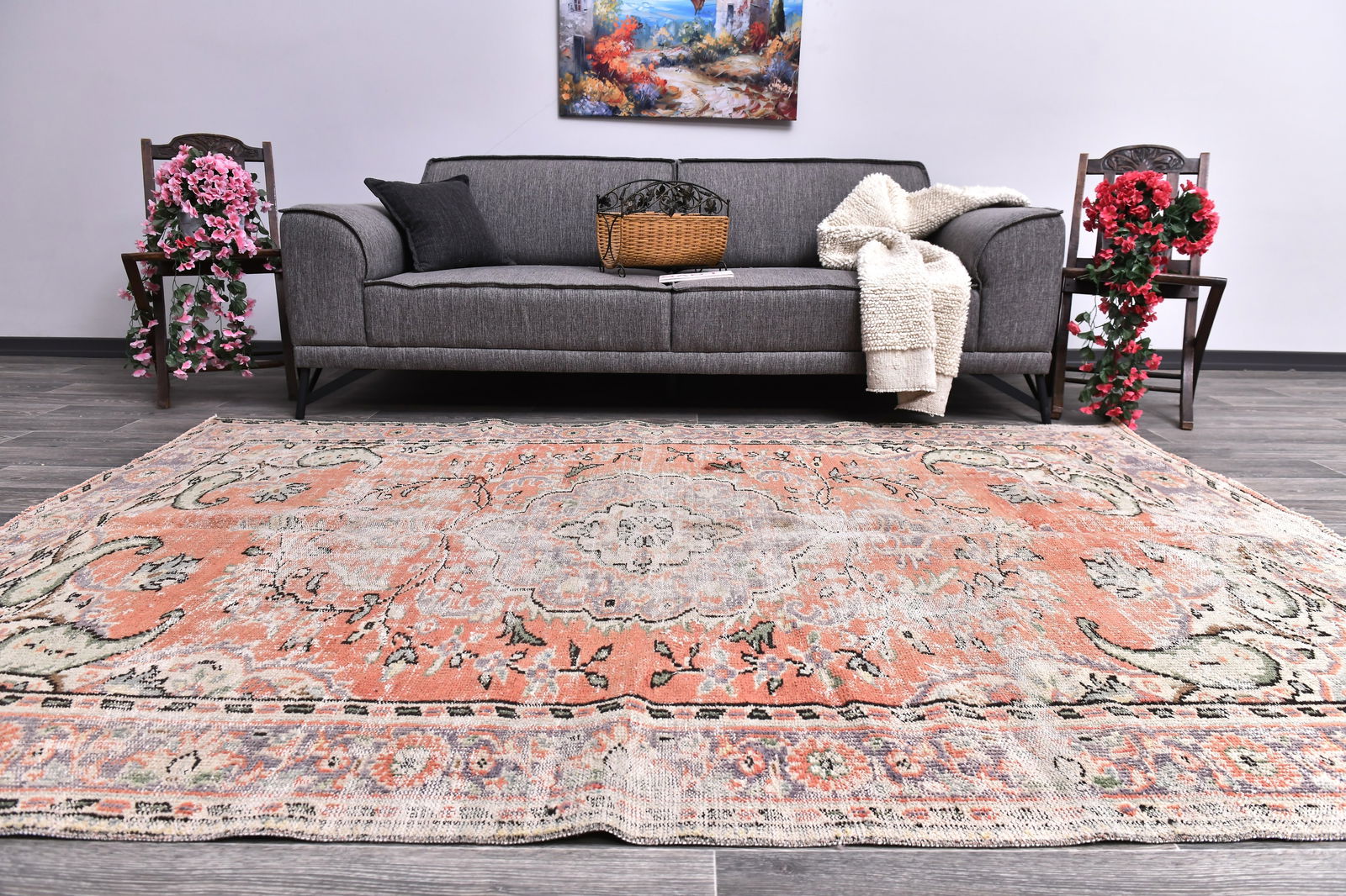 5'11'' x 8'7'' Handmade Vintage Wool Rug - 244793 (1 of 14)