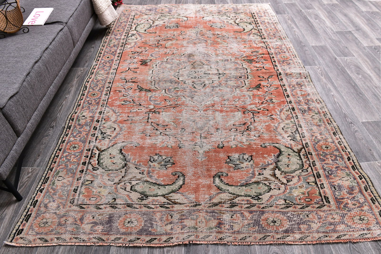 5'11'' x 8'7'' Handmade Vintage Wool Rug - 244793 - 3
