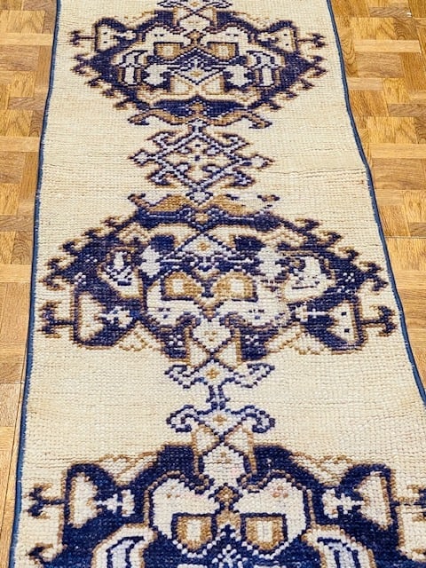 Antique Turkish ushak narrow runner-4744 - 2