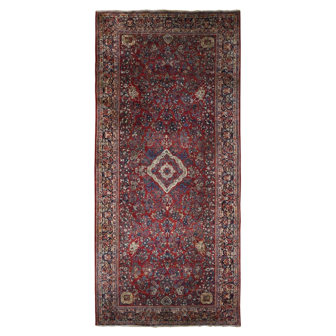 Barn Red Antique Persian Sarouk Rare Gallery Size Oriental Rug (1 of 10)