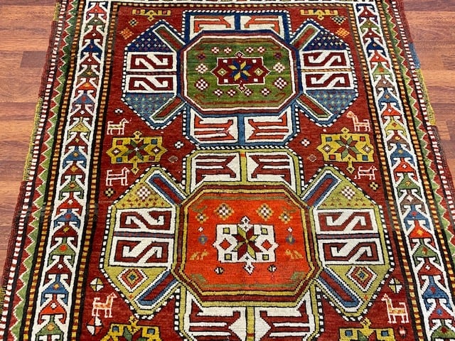 Colorful Antique Kazak Caucasian Rug-4714 - 3