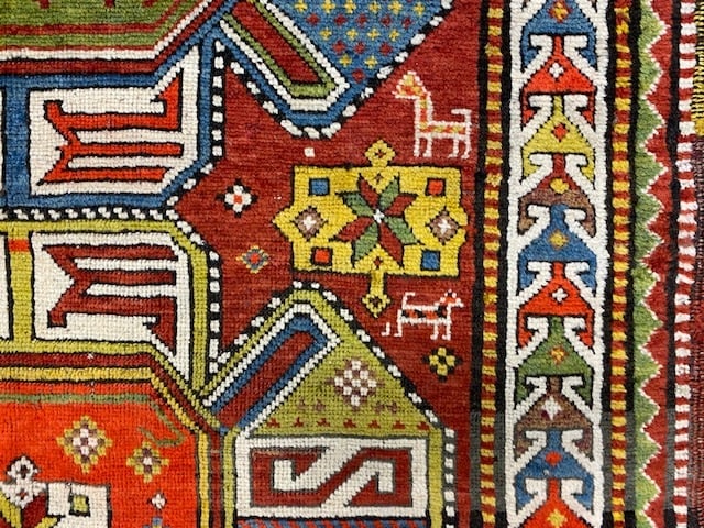 Colorful Antique Kazak Caucasian Rug-4714 - 4
