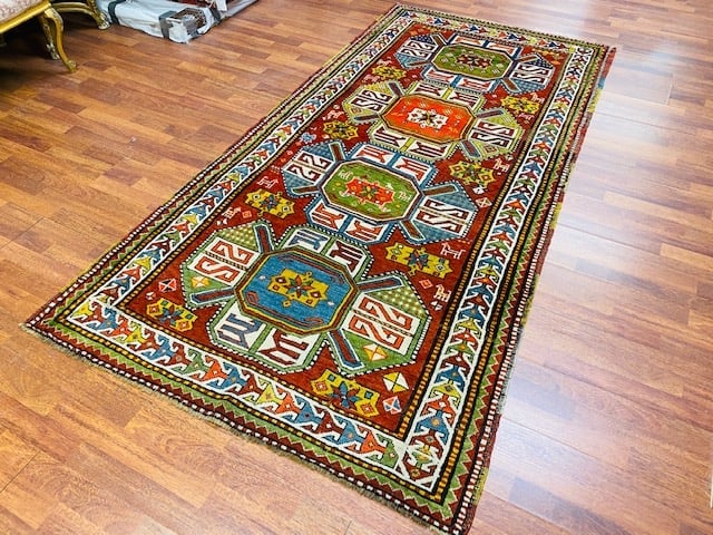 Colorful Antique Kazak Caucasian Rug-4714 - 7