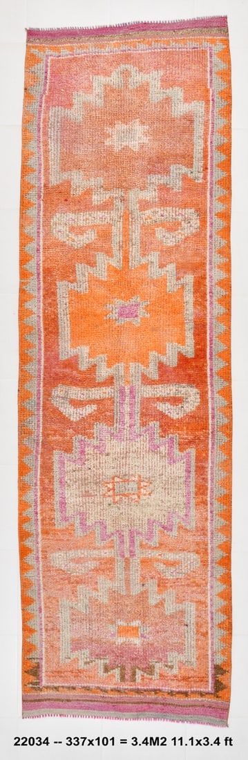 3'3'' x 11'0'' Vintage Wool Runner Rug - 22034 (1 of 19)