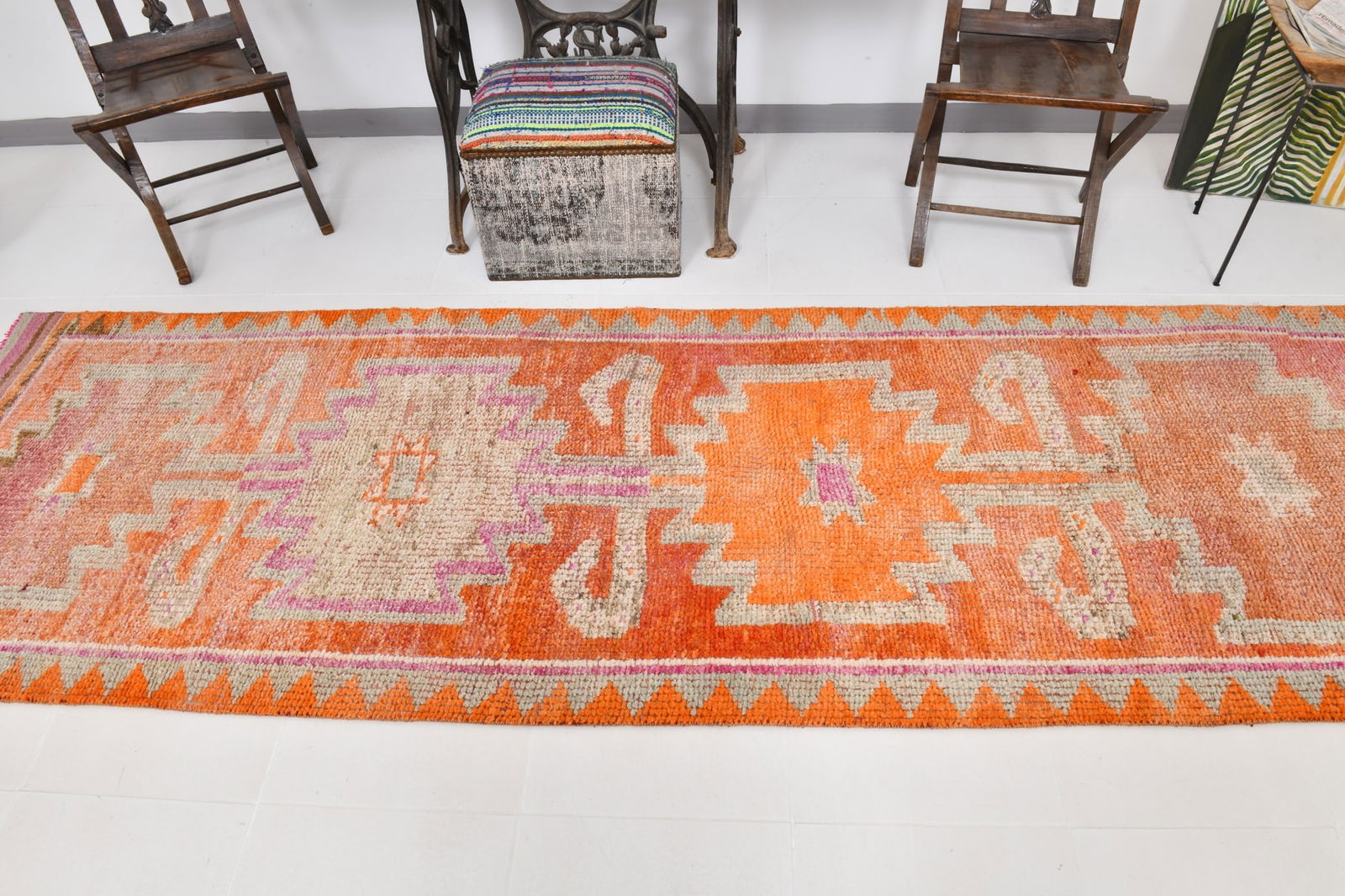 3'3'' x 11'0'' Vintage Wool Runner Rug - 22034 - 3