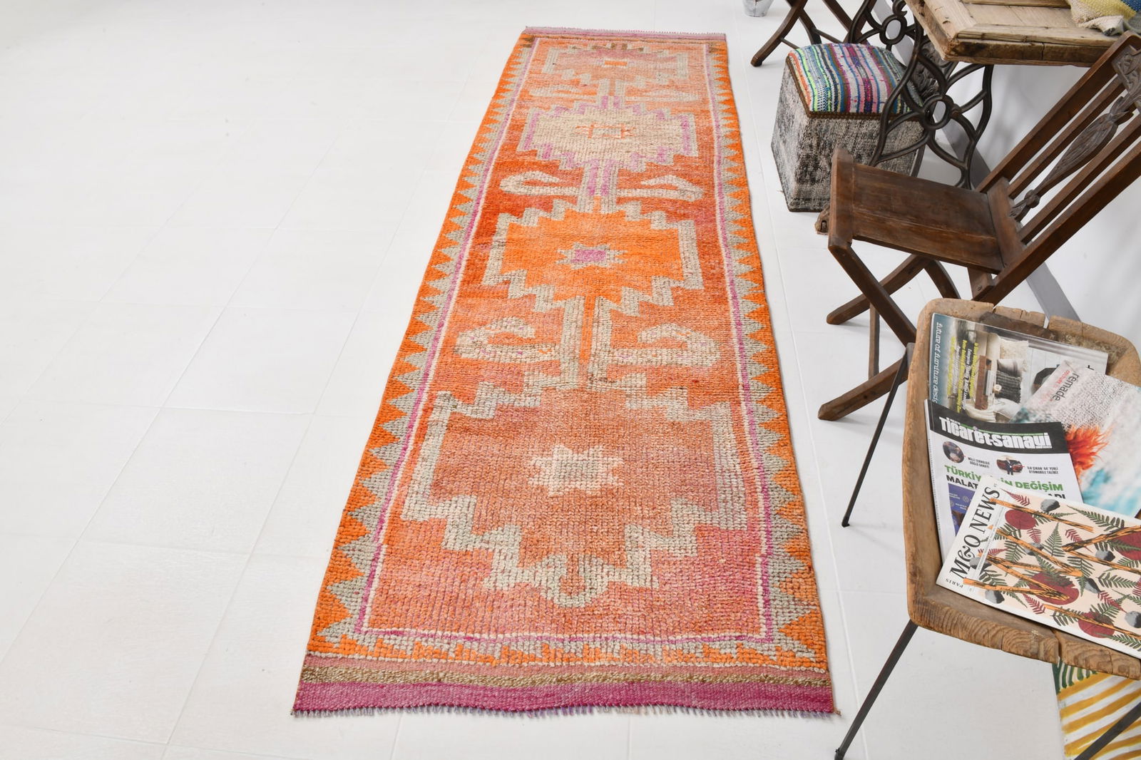 3'3'' x 11'0'' Vintage Wool Runner Rug - 22034 - 5