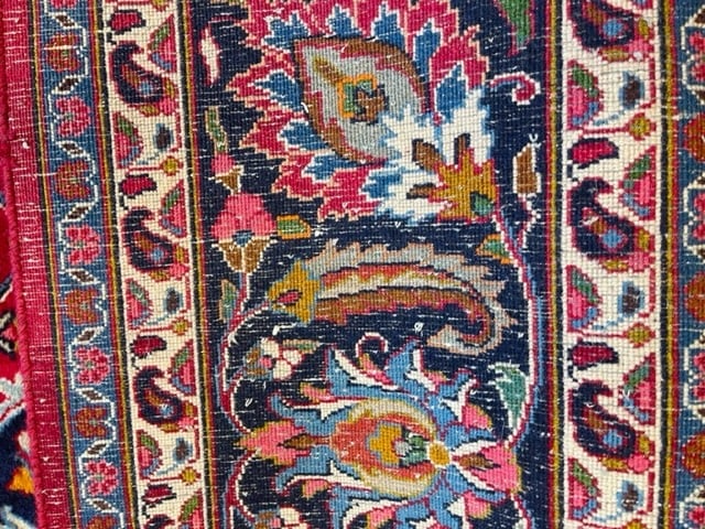 Vintage Persian Square Size Mashad Rug-5132 - 10