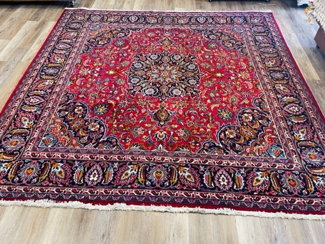 Vintage Persian Square Size Mashad Rug-5132 - 4