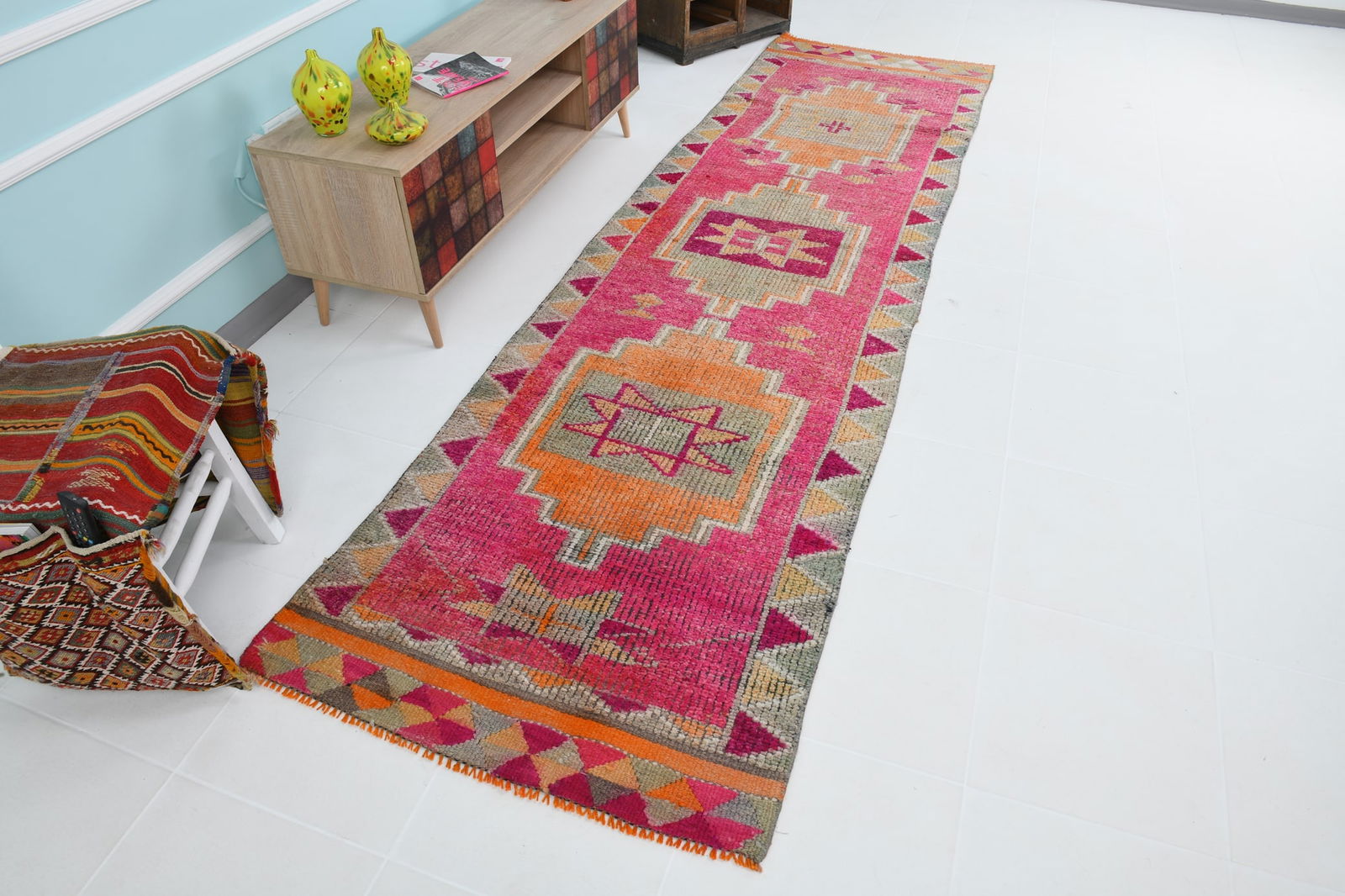 3'1'' x 11'5'' Vintage Wool Runner Rug - 19877 - 5