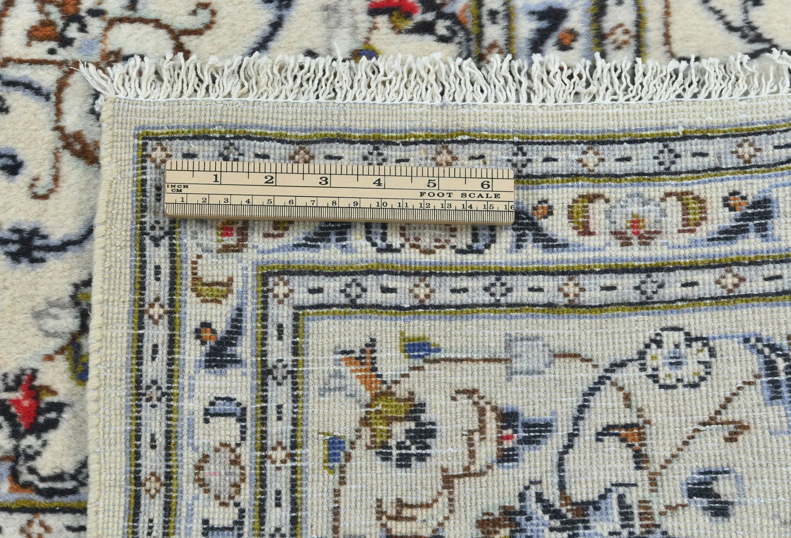 Vintage Cream Traditional 6'5X9'4 Kashan Persian Rug - 10