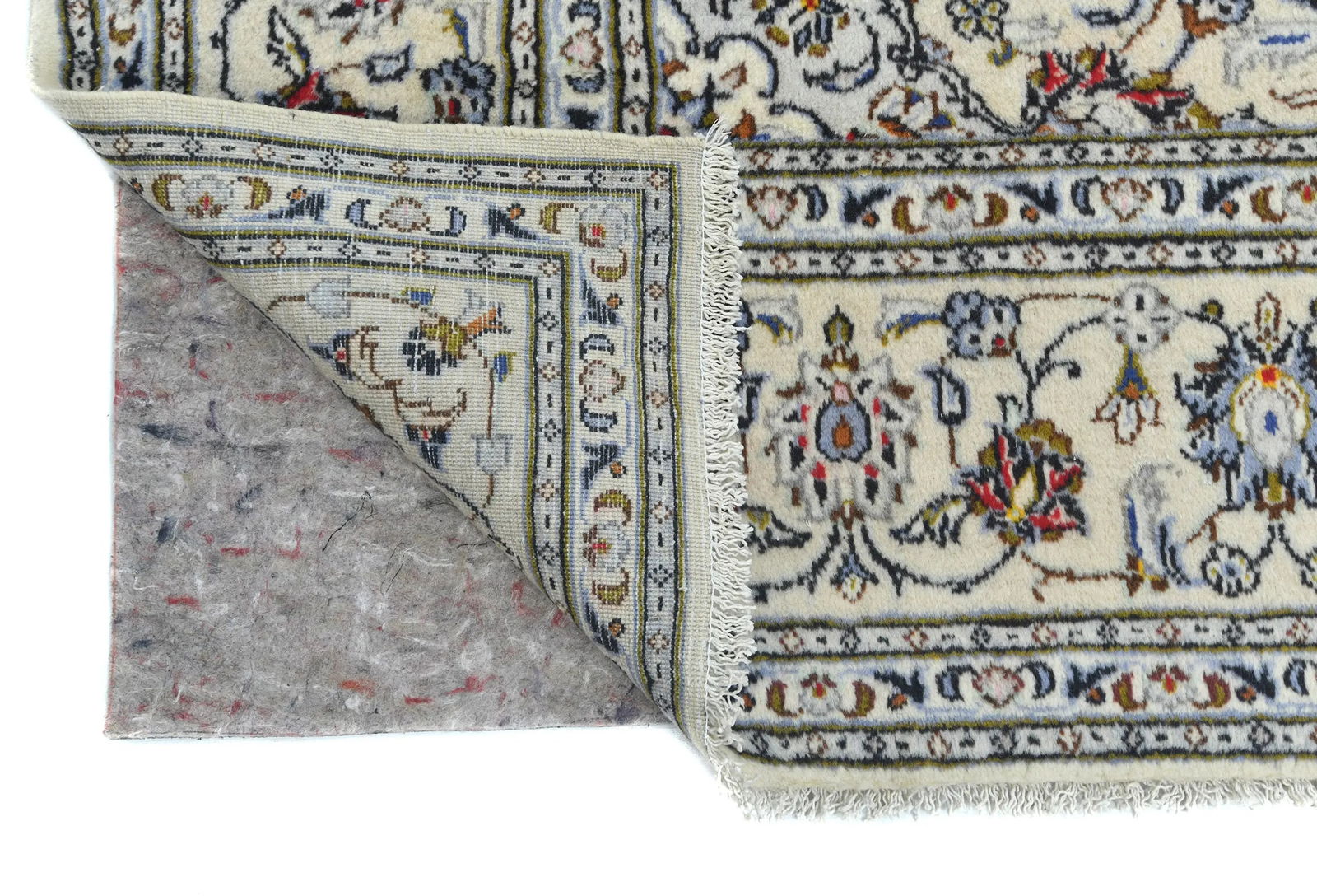 Vintage Cream Traditional 6'5X9'4 Kashan Persian Rug - 11