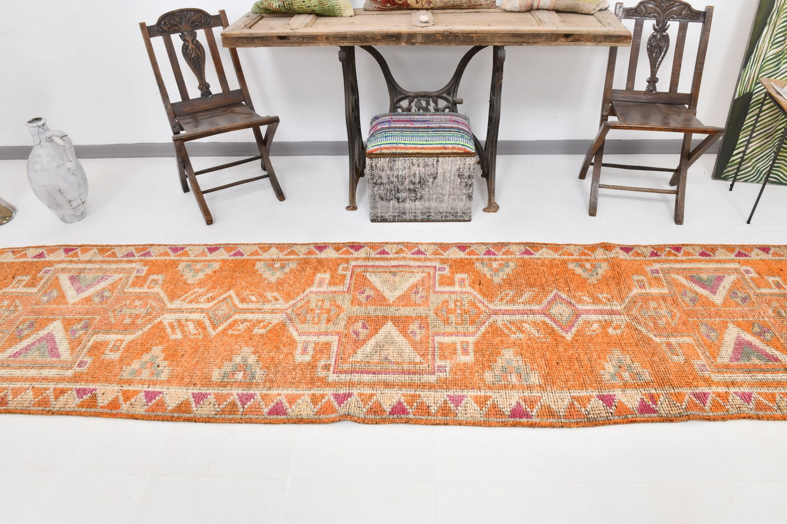 3'0'' x 11'11'' Handmade Vintage Wool Rug - 22058 - 3