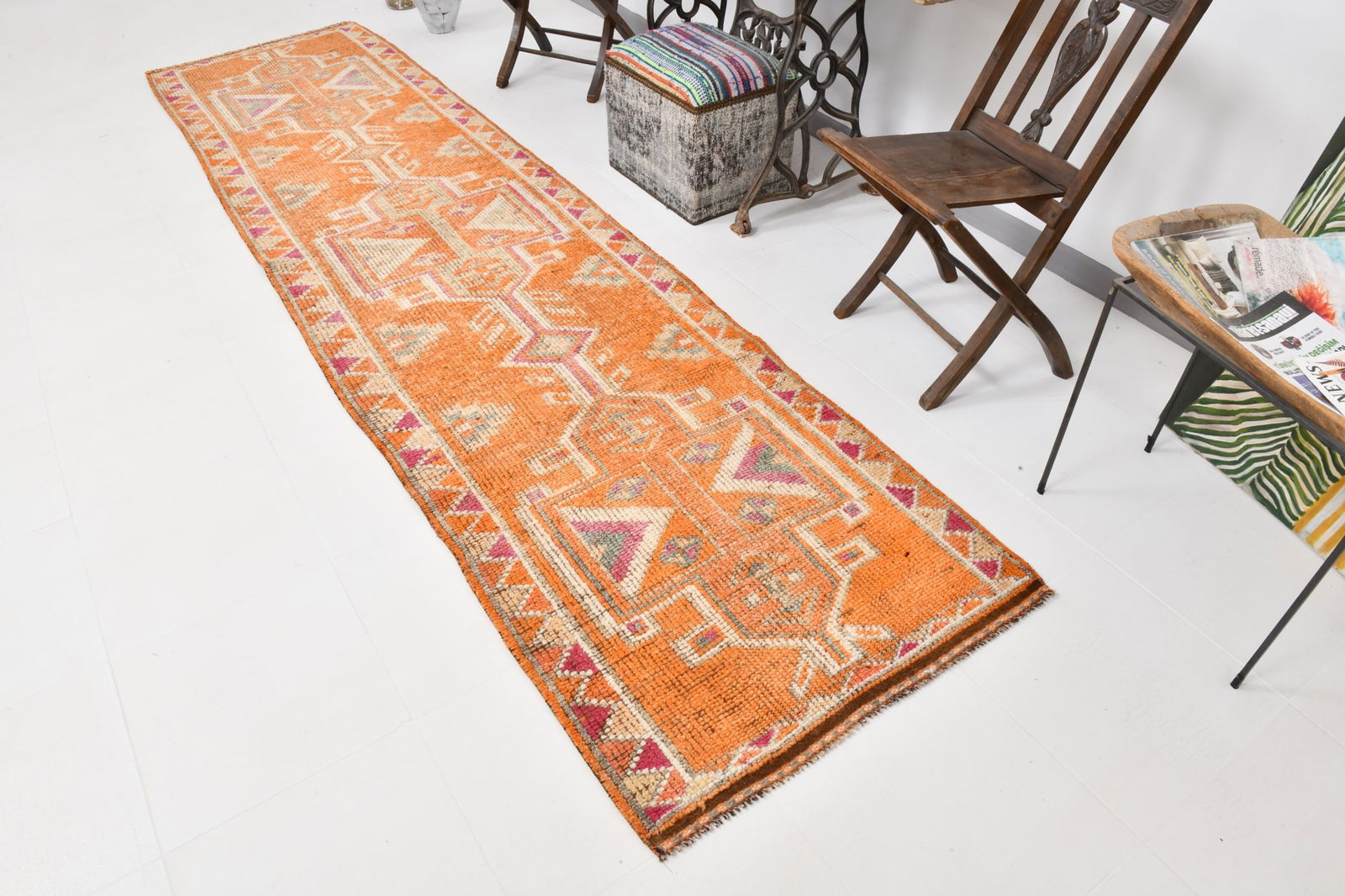 3'0'' x 11'11'' Handmade Vintage Wool Rug - 22058 - 4