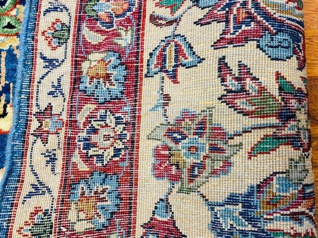 Singed Antique persian Yazd Kirman Rug-3491 - 10