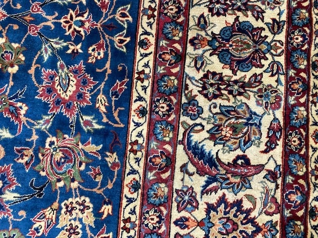 Singed Antique persian Yazd Kirman Rug-3491 - 6