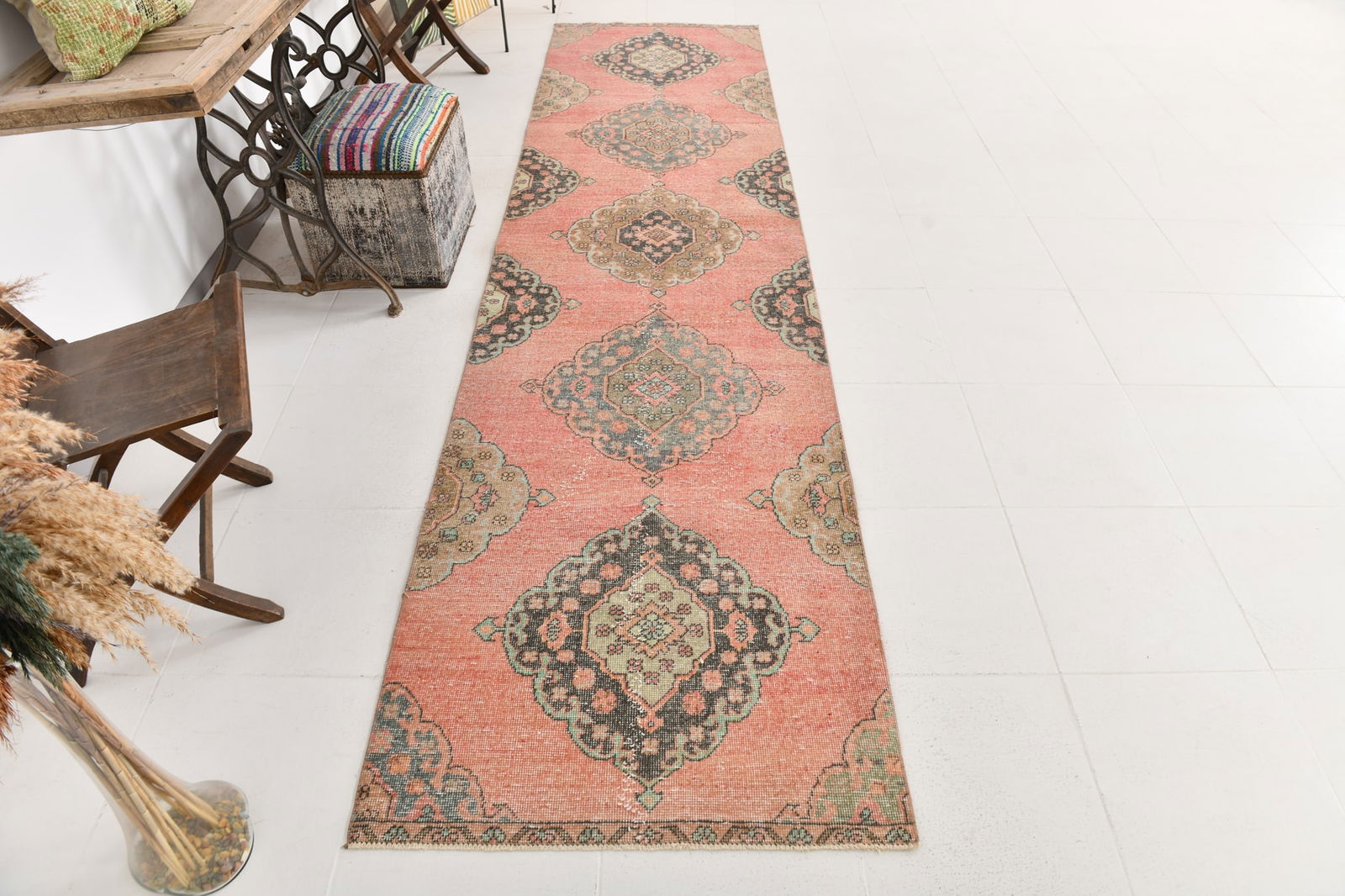 2'11'' x 11'8'' Handmade Vintage Wool Rug - 23995 - 5