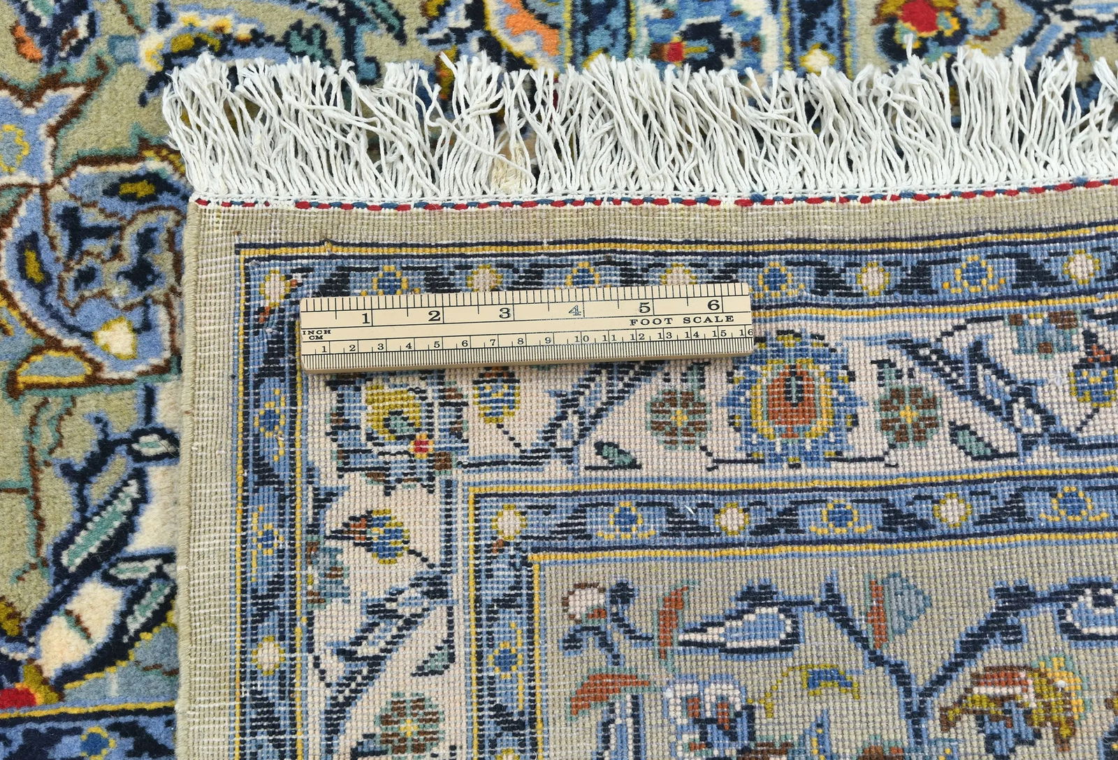 Semi Antique Cream Traditional 7X11 Kashan Persian Rug - 11