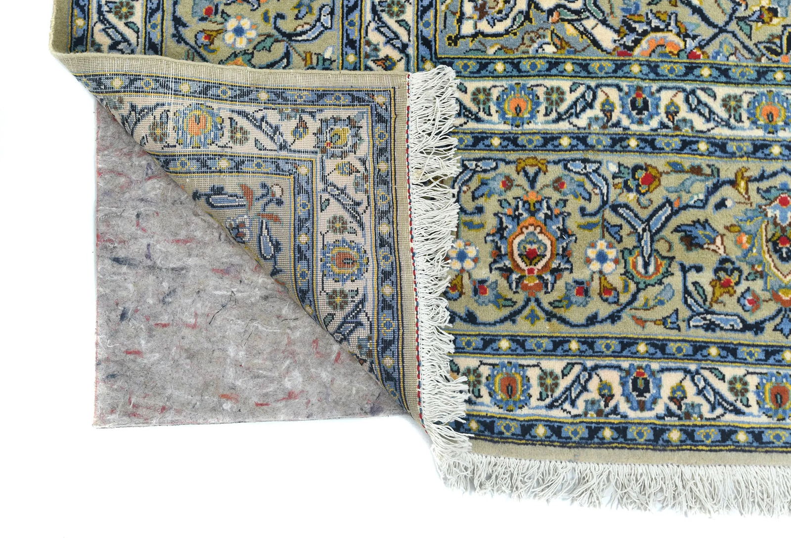 Semi Antique Cream Traditional 7X11 Kashan Persian Rug - 12