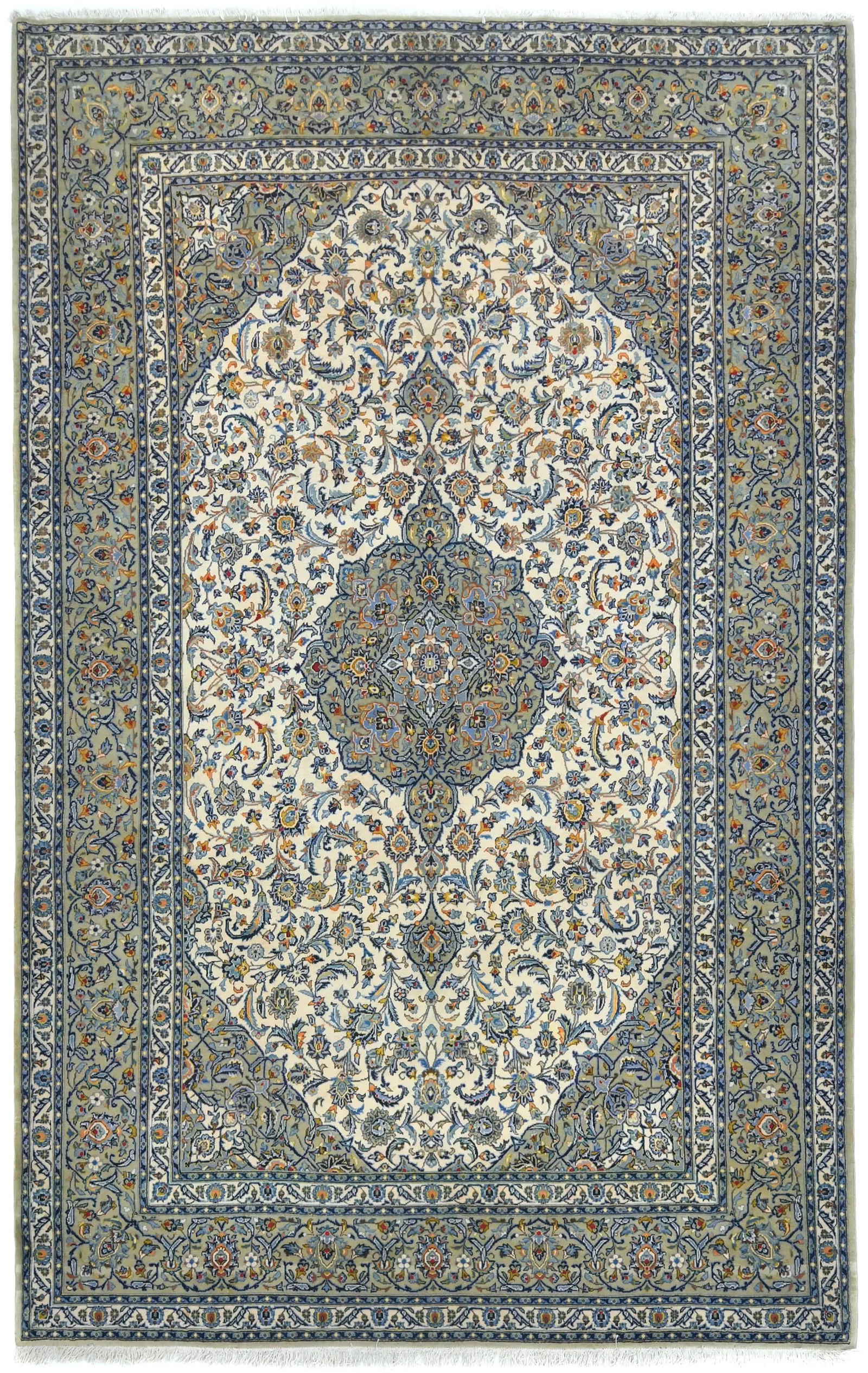 Semi Antique Cream Traditional 7X11 Kashan Persian Rug: Title: Semi Antique Cream Traditional 7X11 Kashan Persian Rug Description: Expertly hand-knotted in Persia with time-honored techniques Traditional design featuring an intricate floral pattern Cream,